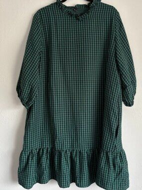 Donna Morgan buffalo check ruffle dress